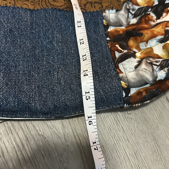 Western Brown and Blue Horse Print Tote Bag - Picture 9 of 9